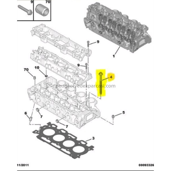 SILINDIR KAPAK CIVATASI 206-307 1.4HDI-1.6HDI DV4-DV6