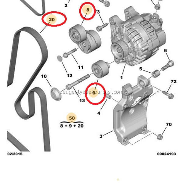 SARZ KAYIS SETI 407-PARTNER 1.6HDI DV6 6PK1705